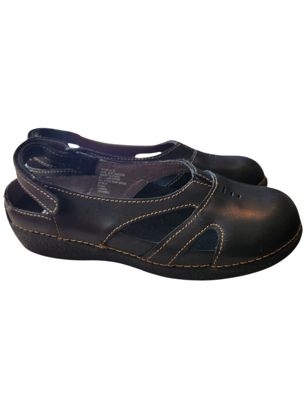 Duluth Trading Co Andina Leather Sandals Black Size 6.5 Durable Closed Toe Comfy